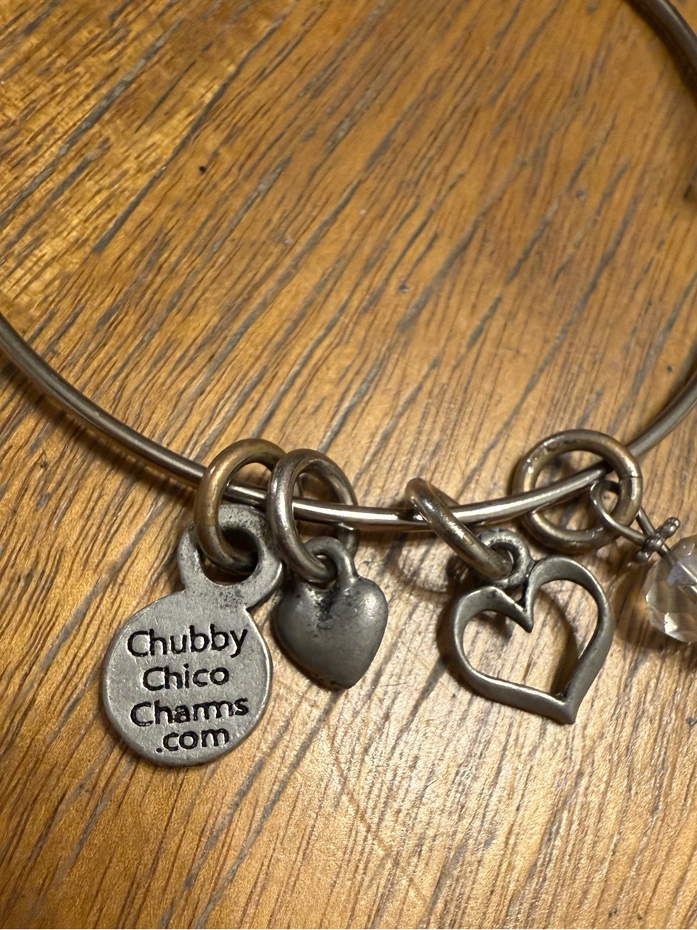 Chubby Chico Charms Silver Heart Charm Bangle Bracelet